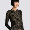 Top in velluto con monogramma