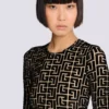 Top in velluto con monogramma
