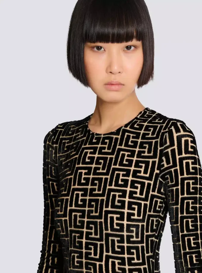 Top in velluto con monogramma