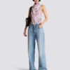 Top senza maniche con stampa Poppy Flower