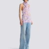 Top senza maniche con stampa Poppy Flower