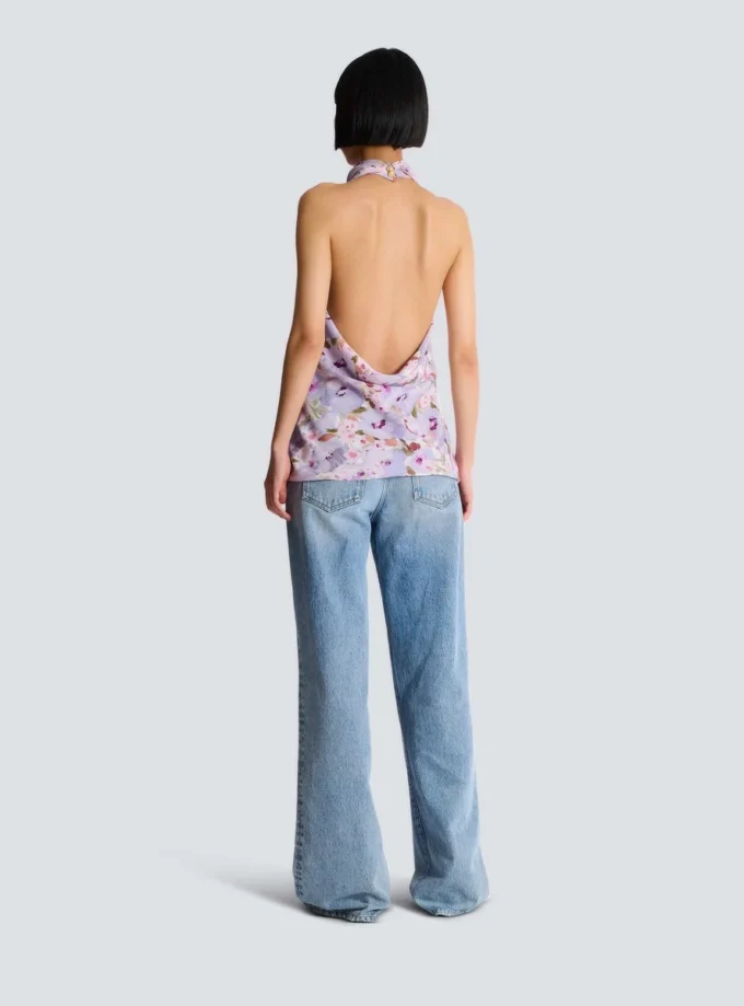 Top senza maniche con stampa Poppy Flower
