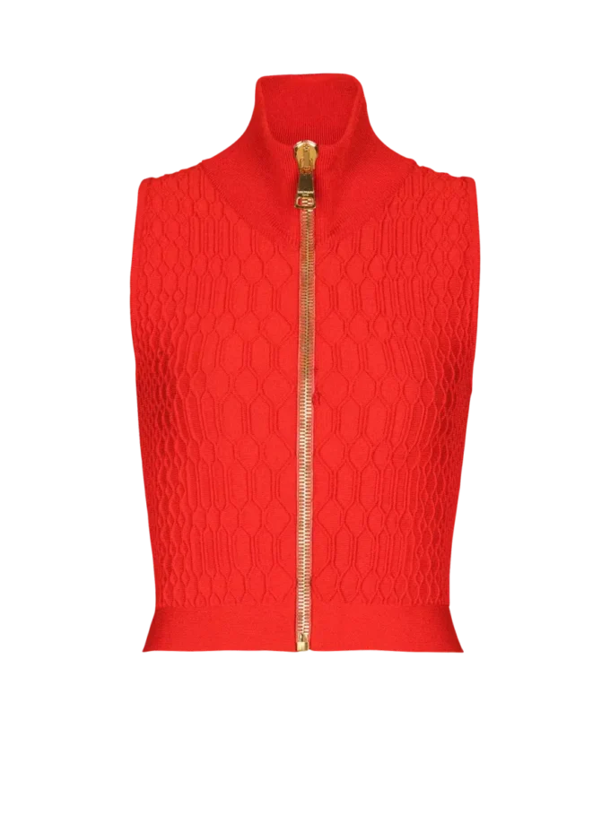 Top senza maniche in maglia coccodrillo Top senza maniche in maglia coccodrillo