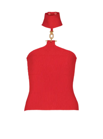 Top senza maniche in maglia con dettagli decorativi