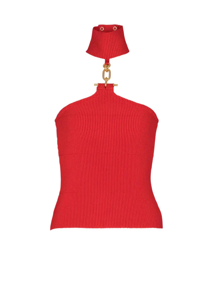 Top senza maniche in maglia con dettagli decorativi Top senza maniche in maglia con dettagli decorativi
