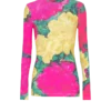 Top stampato con collo alto