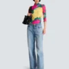 Top stampato con collo alto