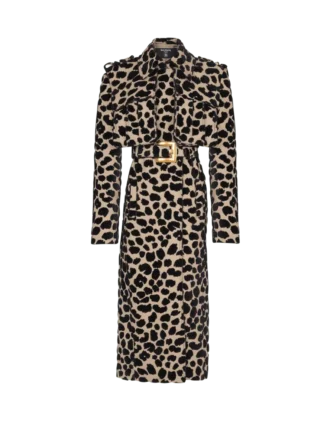Trench con cintura in jacquard leopardato Trench con cintura in jacquard leopardato