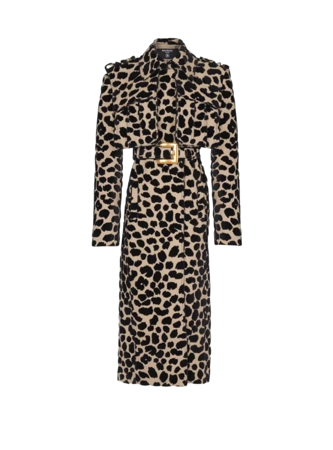 Trench con cintura in jacquard leopardato Trench con cintura in jacquard leopardato
