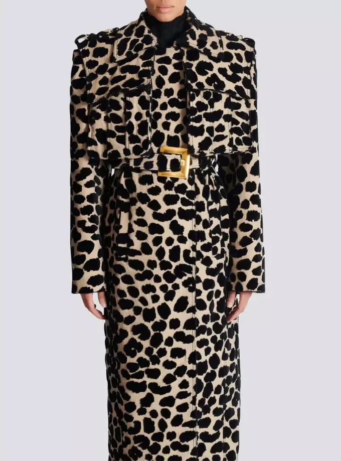 Trench con cintura in jacquard leopardato Trench con cintura in jacquard leopardato