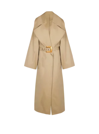 Trench lungo in gabardine di cotone