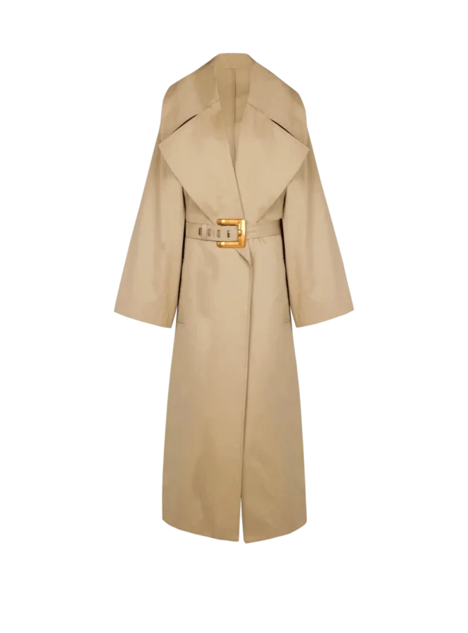 Trench lungo in gabardine di cotone Trench lungo in gabardine di cotone
