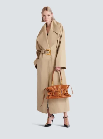 Trench lungo in gabardine di cotone