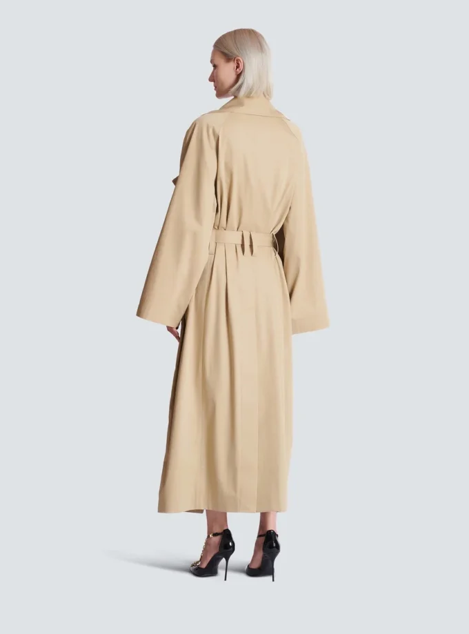 Trench lungo in gabardine di cotone Trench lungo in gabardine di cotone