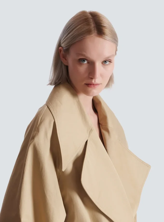 Trench lungo in gabardine di cotone Trench lungo in gabardine di cotone