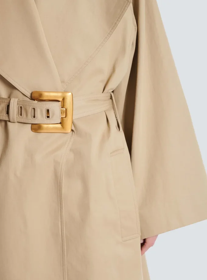 Trench lungo in gabardine di cotone Trench lungo in gabardine di cotone